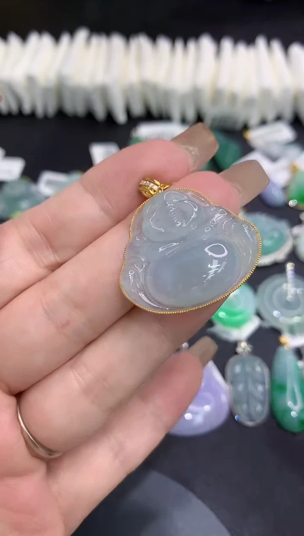 吊坠(不含链)18K金镶嵌翡翠11111