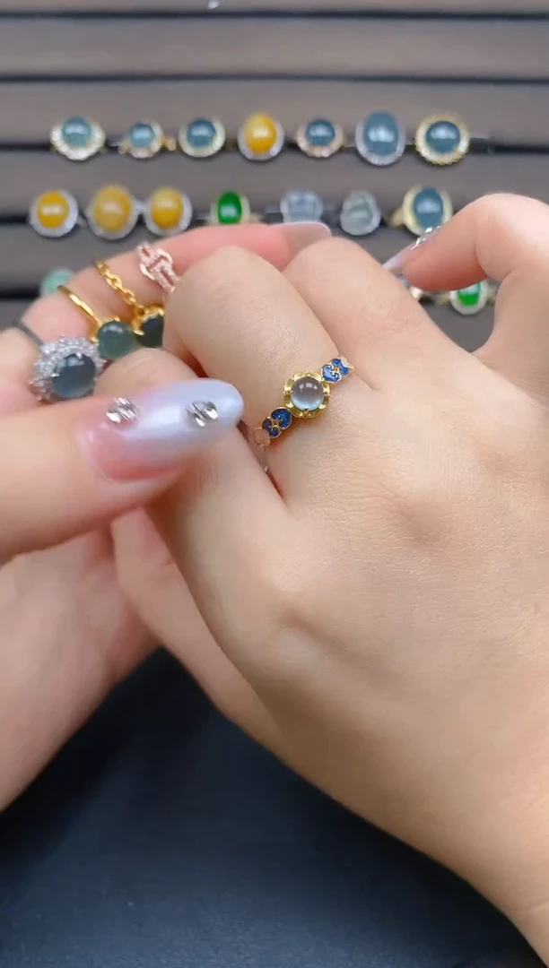 翡翠戒指银S925镶嵌7