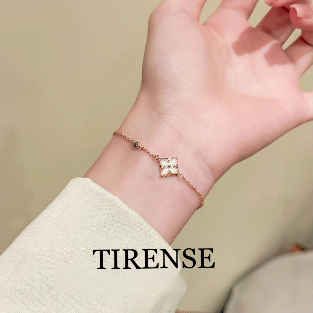 TIRENSE/狄伦斯 铜合金手链 镀18K金 单颗老花手链轻奢气质手链