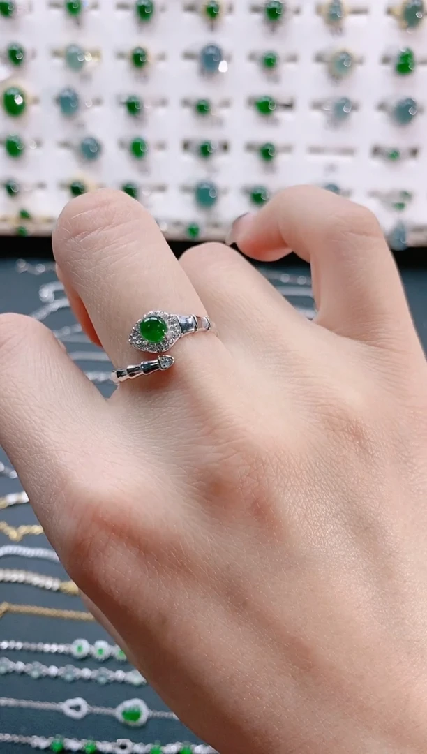 【闪购商品】翡翠戒指银S925镶嵌天然翡翠