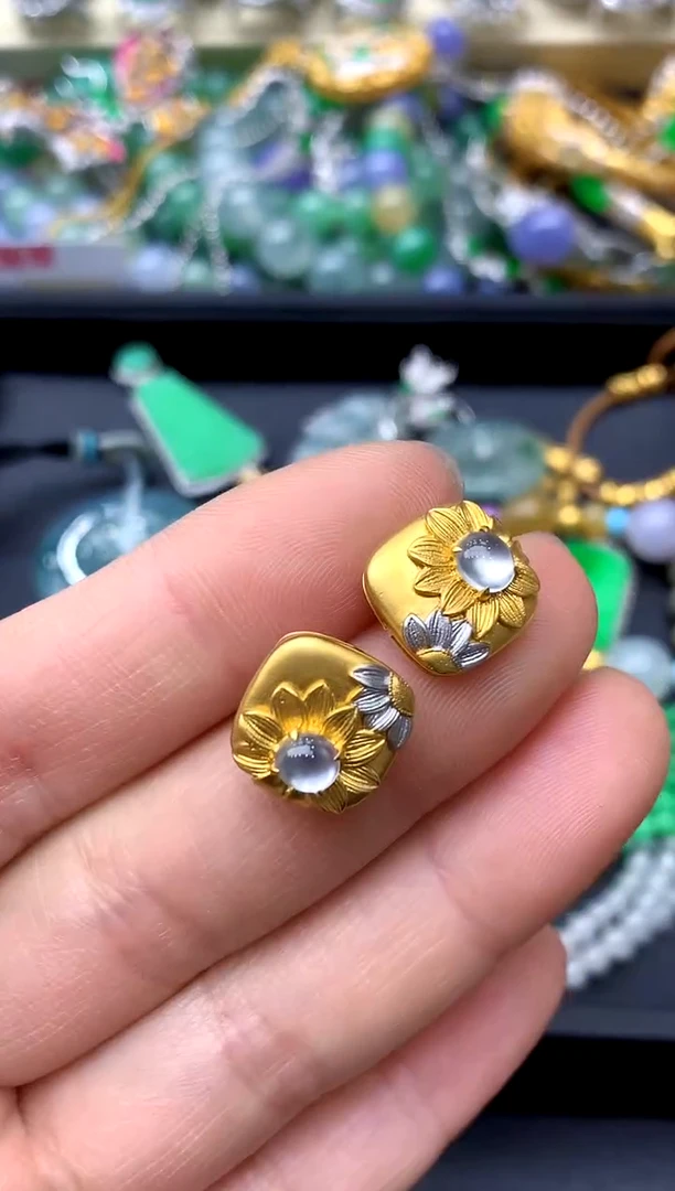 18K金镶嵌翡翠耳饰499-中国好珍宝