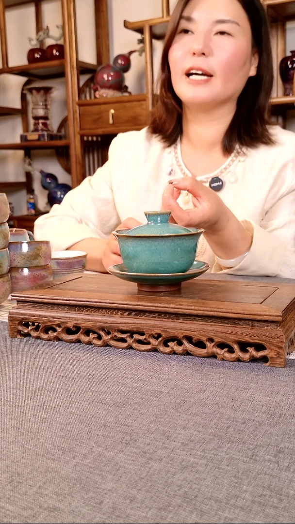 三才盖碗 土魂钧瓷