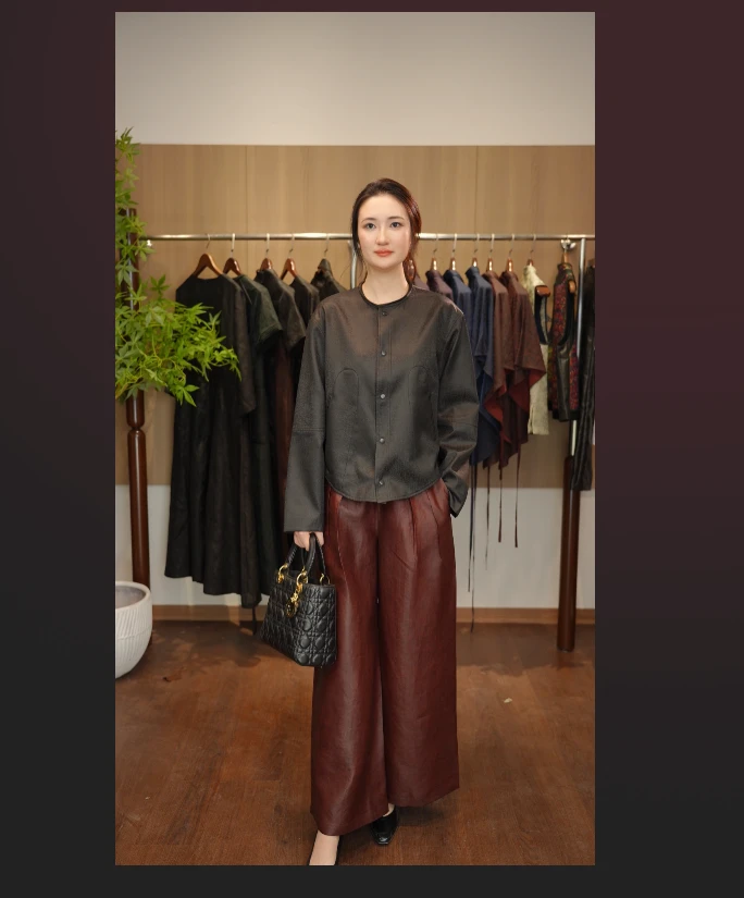 莨木与纱-短款锦花缎迷茫工装风上衣