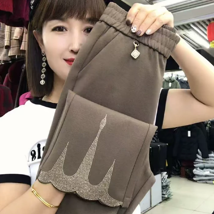 M68626春款南韩网纹微喇裤