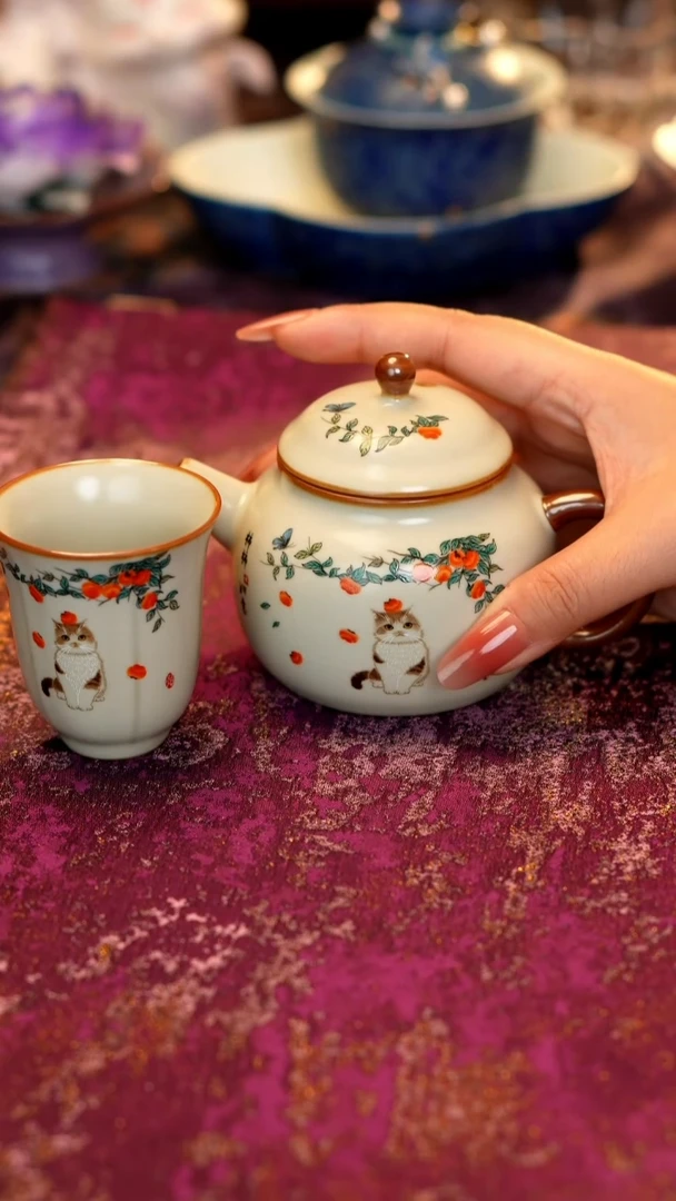 柿子猫猫一壶一杯·········