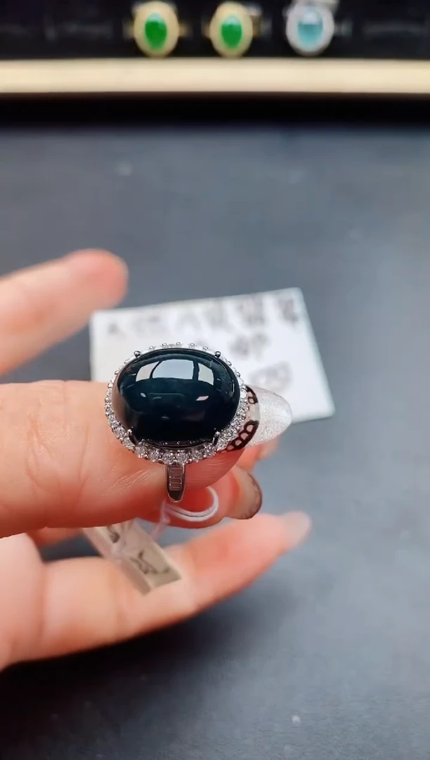 翡翠戒指银S925镶嵌5085