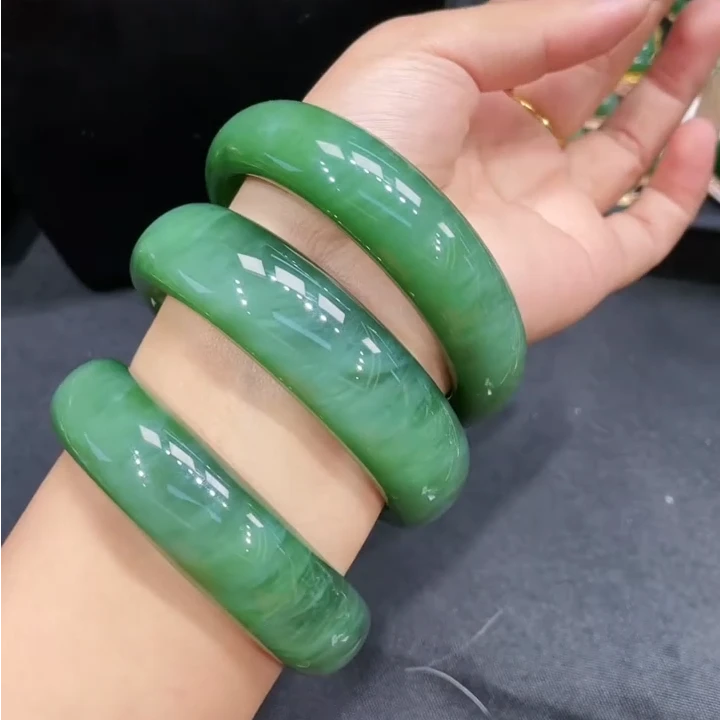 【一夕珠宝】和田玉猫眼轮胎手镯丨天然玉石丨多样性发一丨