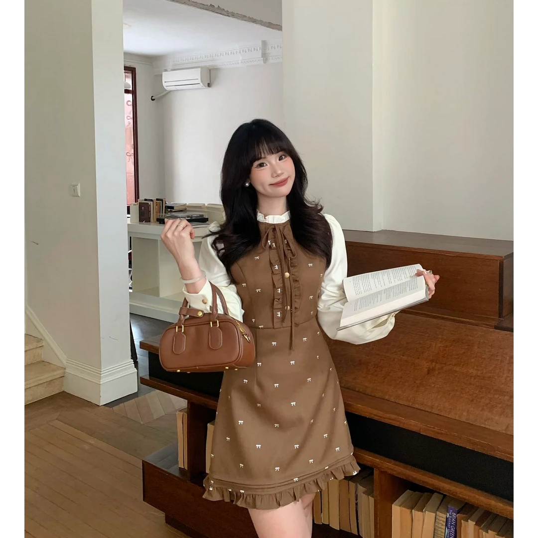 【焦糖可可】Dottie Ting(TT)时尚气质收腰显瘦甜美假两件连衣裙