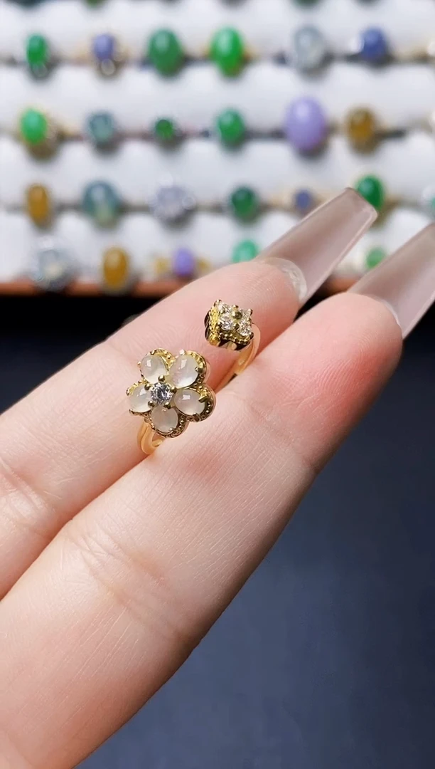 银S925镶嵌戒指翡翠3631