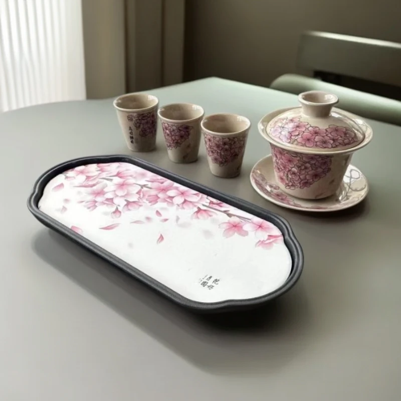 麦芽G2989黄花团锦簇一盖三杯+茶盘