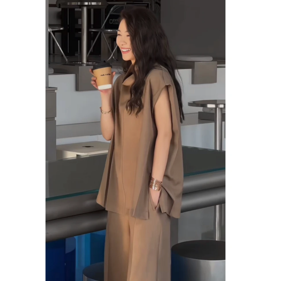 【容雨RYHOME】“戴蒙”设计款重磅工艺半高领无袖上衣T1672