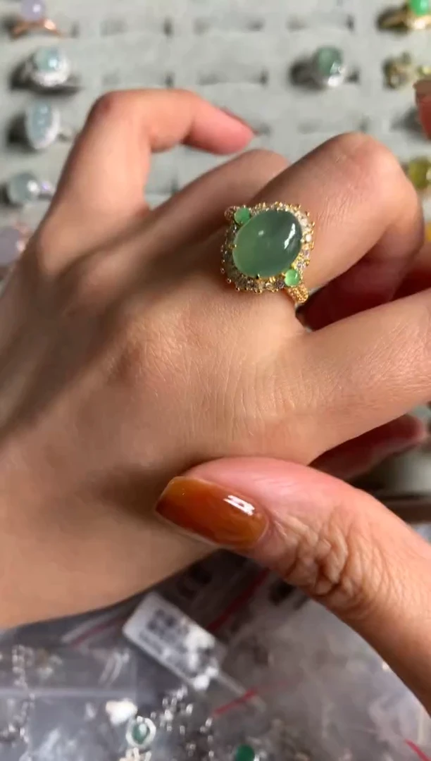 银S925镶嵌戒指翡翠475