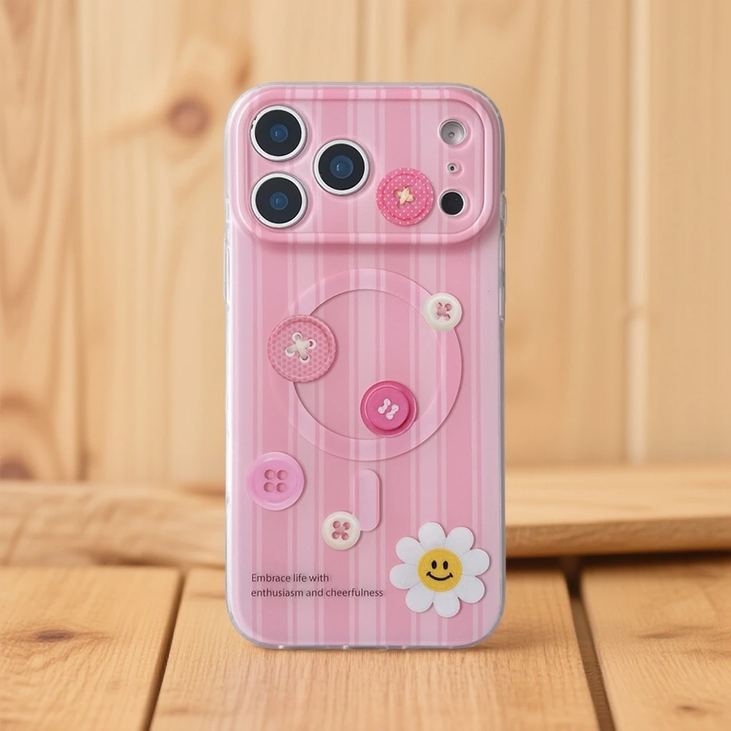 新款爱心网红壳适用苹果17promax波点手机壳支架可爱16女生15粉色