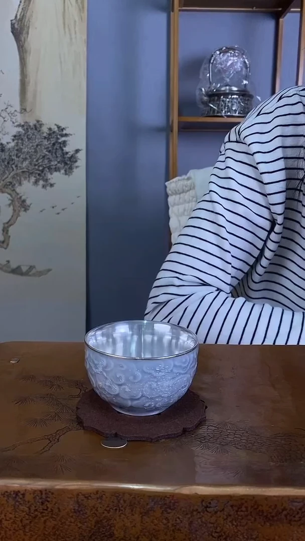 不二银工祥云瓷包银主人杯