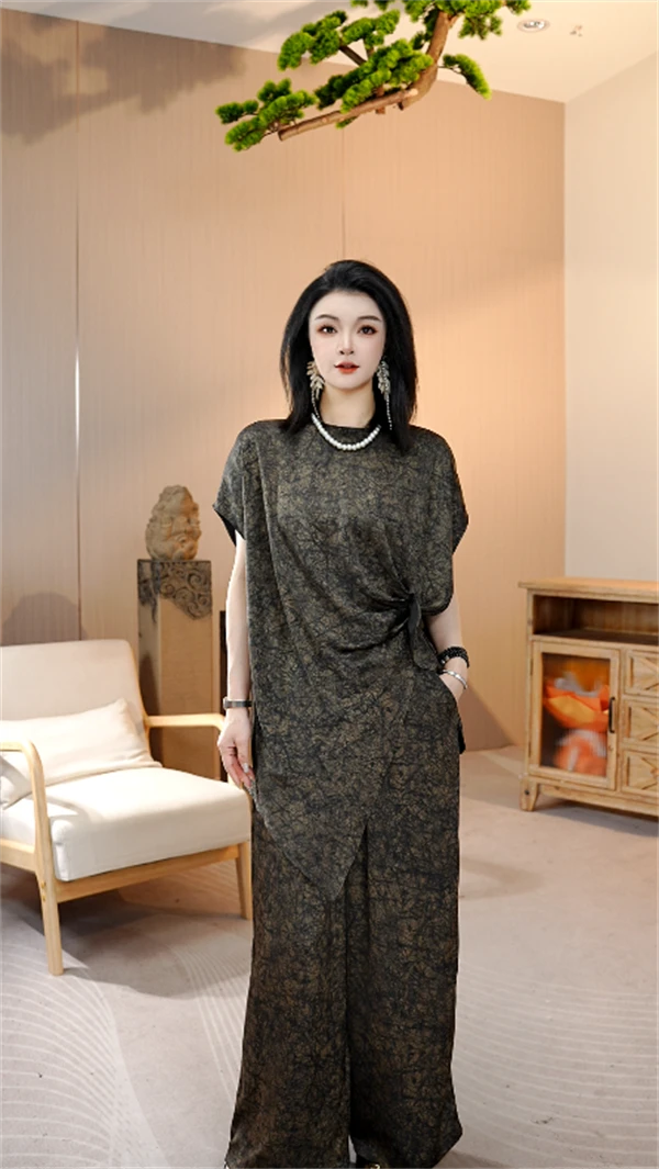 夏款上新【乌瓷】时尚上档次洋气高档上衣裤子套装-7249#