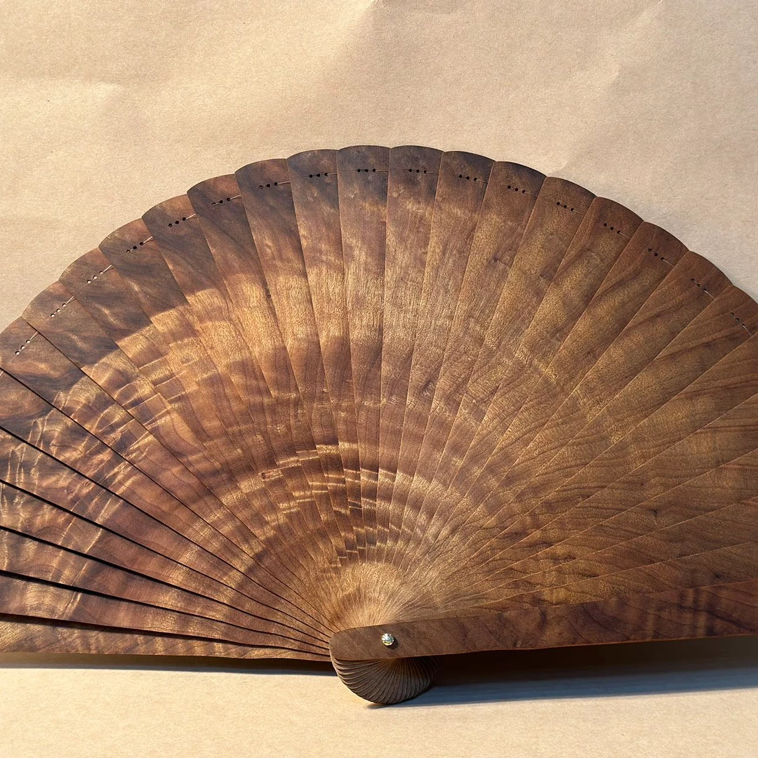 15号【羡作】手工金丝楠木小叶桢楠21.5cm苏扇
