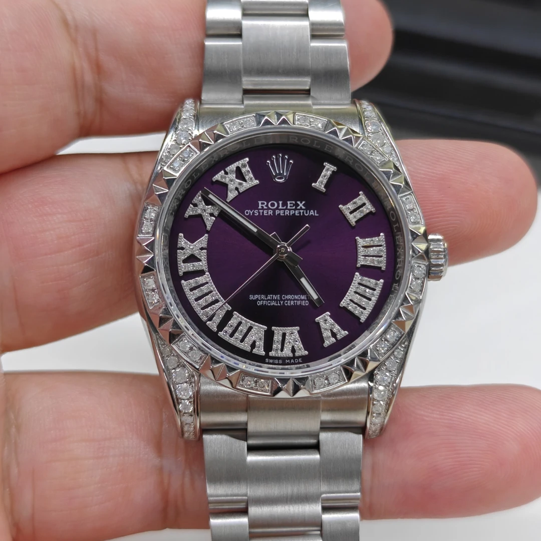 99新 Rolex/劳力士 蚝式恒动116000紫盘后钻腕表/WHT030289
