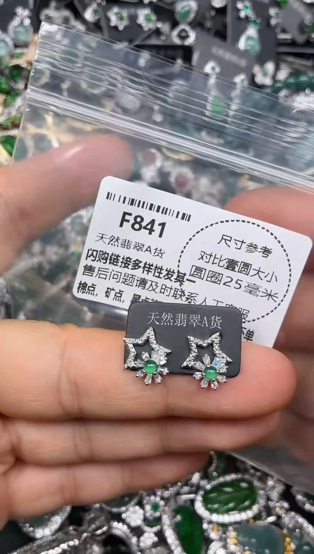 颈饰未镶嵌翡翠F841耳钉