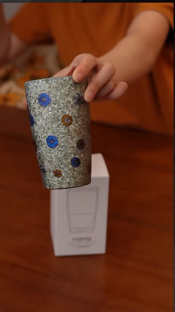 陶27-纯钛彩钛茶杯320ml-绣球花