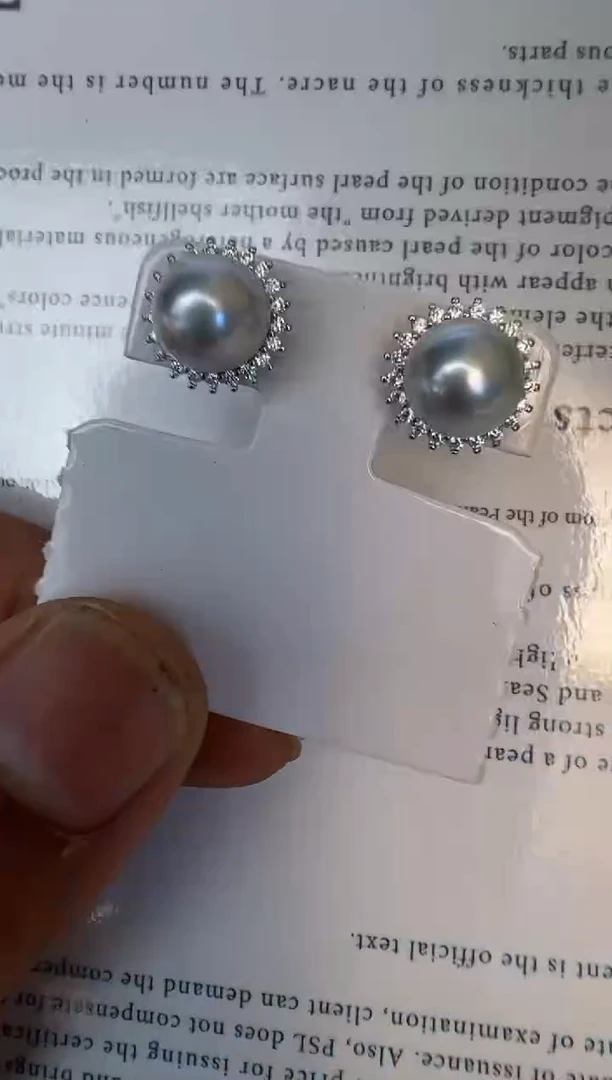 银S925镶嵌海水珍珠耳饰耳钉停