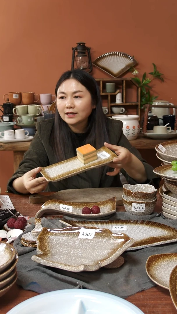 陶瓷A380 一只陶瓷粗陶小长盘异形可能微瑕