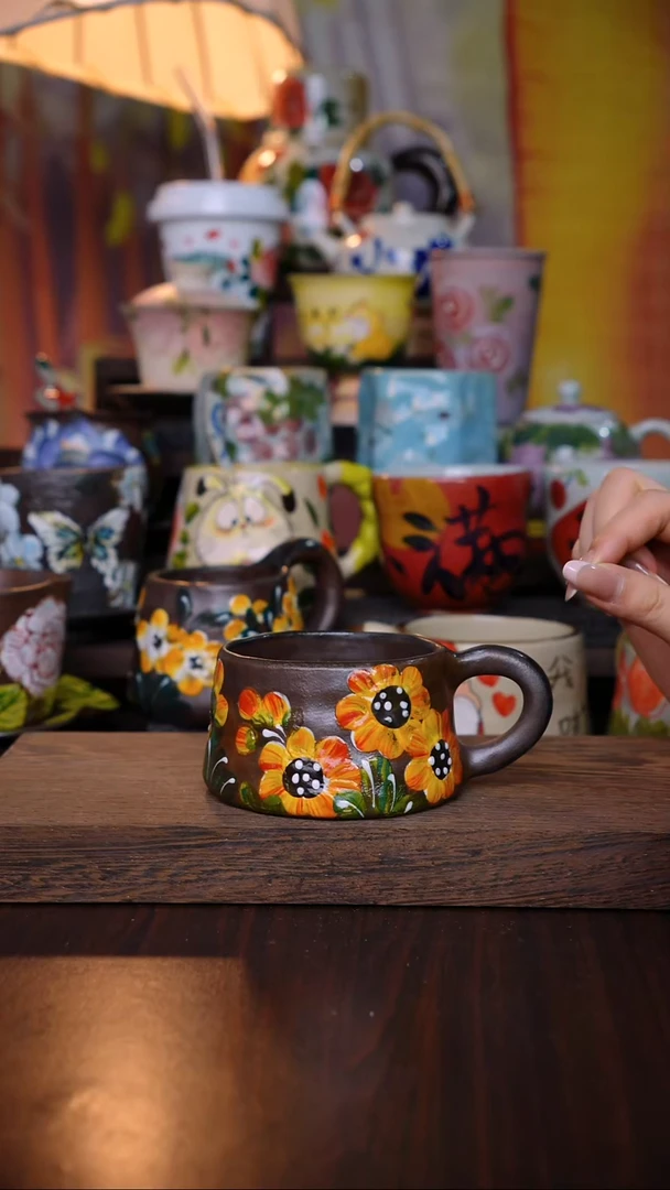 杯子陶泥垚手作 景德镇手工手绘陶瓷器物