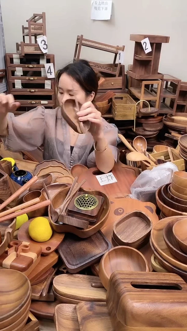 北美黑胡桃木圆瓜茶则茶拨套装  A