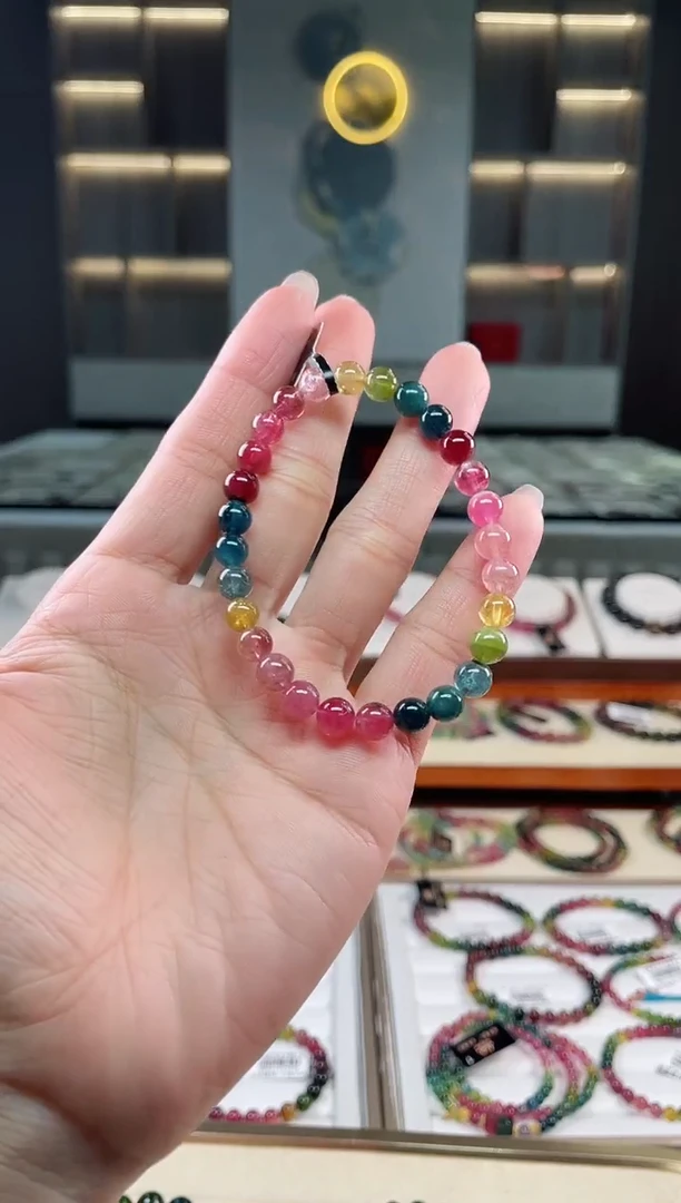 未镶嵌老矿碧玺单圈手串6mm+碧玺（多样性发一条）T