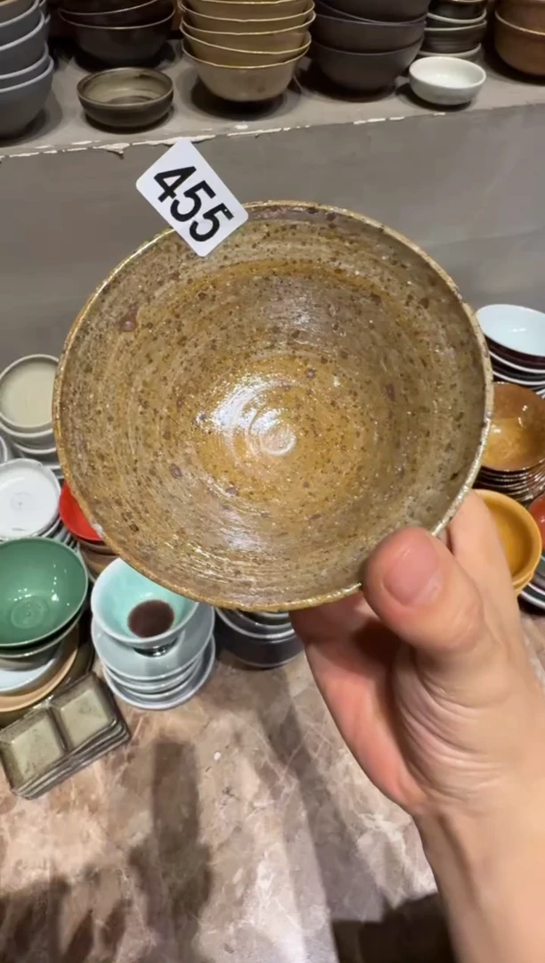 瓷片455 粗陶黄色小碗1个