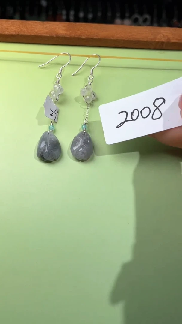 紫晶耳饰银S925镶嵌喜欢拍