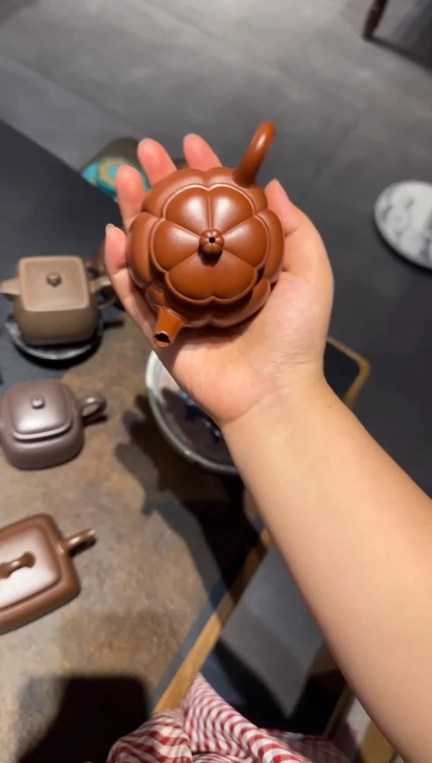 茶壶紫砂青*繁花 朱泥