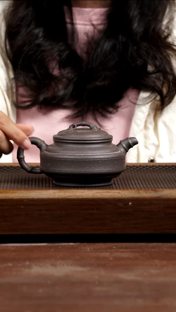 茶壶紫砂8目粗砂天青双线竹鼓240CC