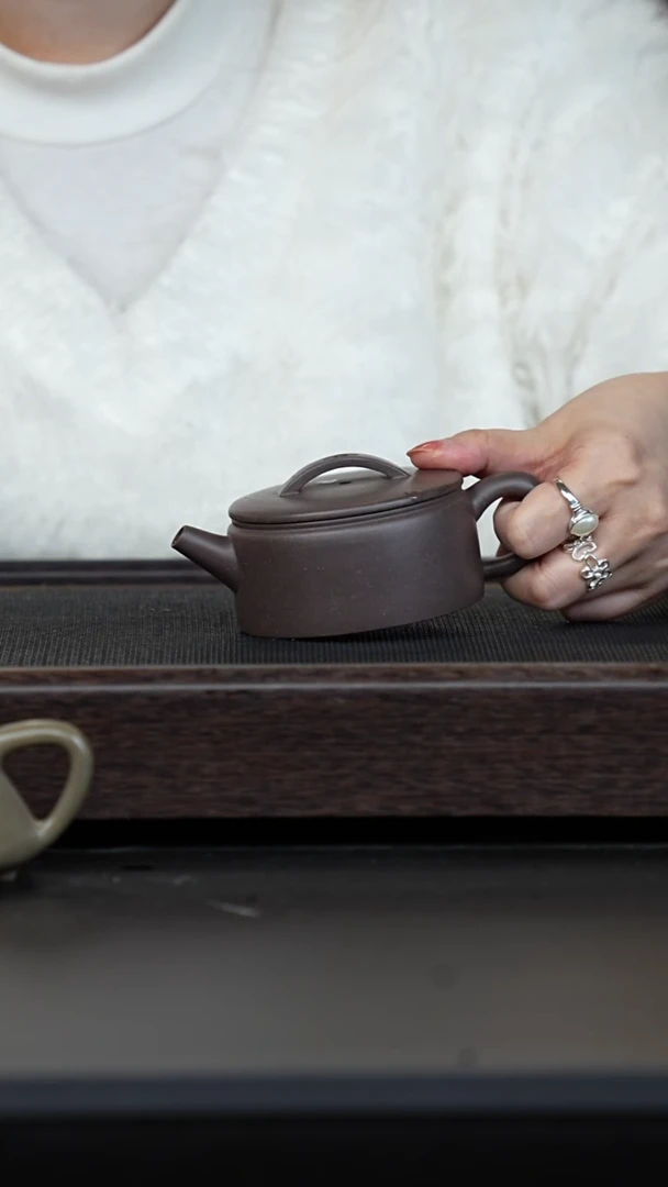 【闪购商品】紫砂茶壶天青大平底汉瓦
