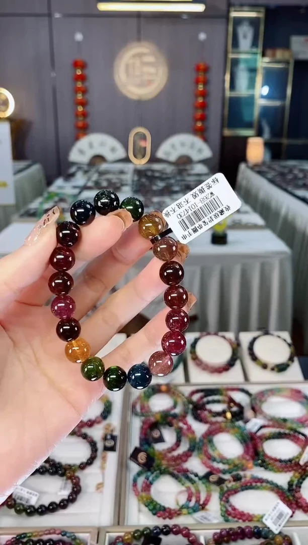 未镶嵌收藏级老矿色标高透单圈手串10mm+碧玺dan多样性发货一条