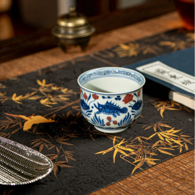 【小乔赏瓷】林涛小馆釉里红鱼藻小炉式杯ltxg580