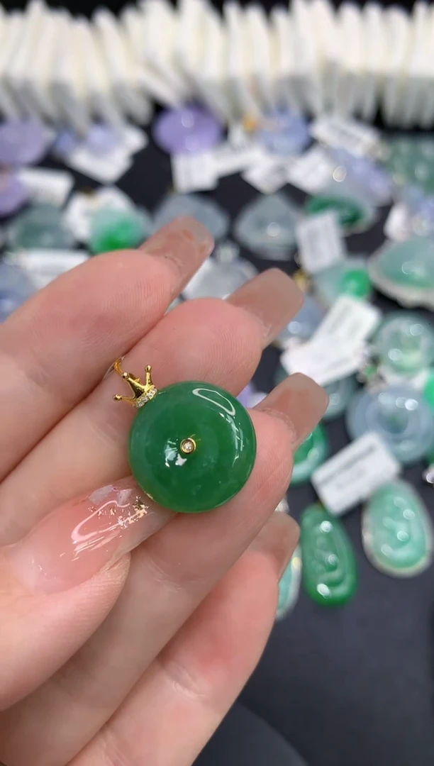 吊坠(不含链)18K金镶嵌翡翠1111111111111