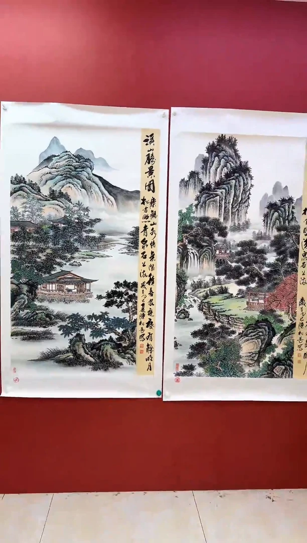 国画国画竖幅《溪山胜景图 》八平尺