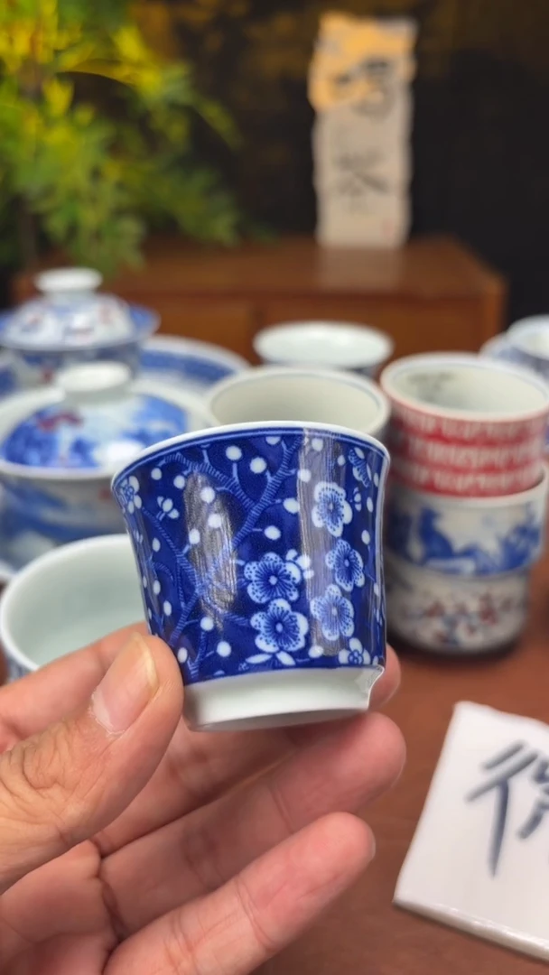 青花冰梅小杯子景德镇发货