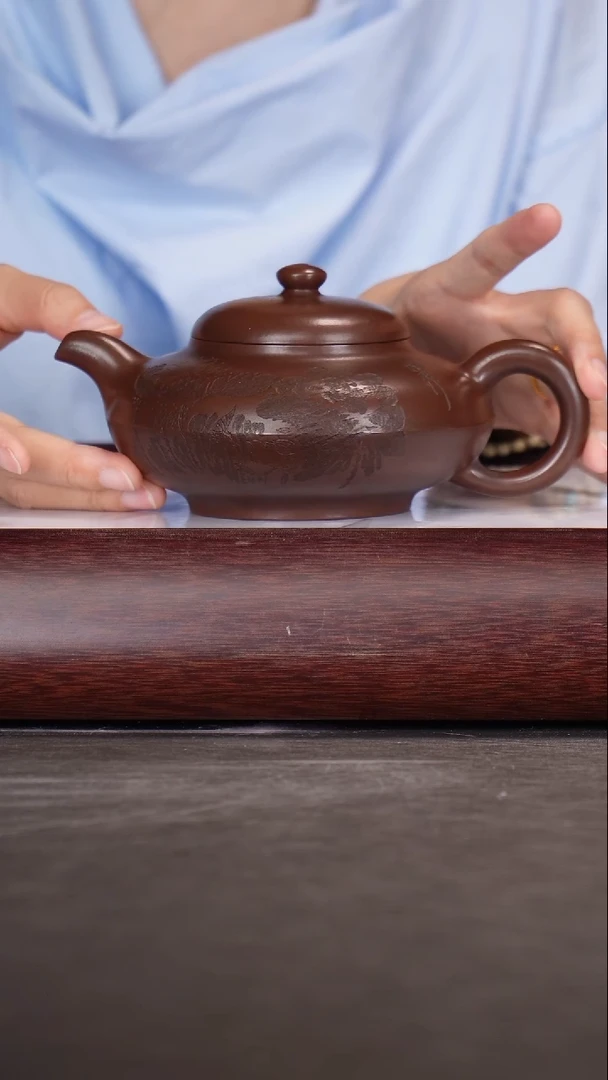 茶壶紫砂王惠芬/紫泥/合欢/380c
