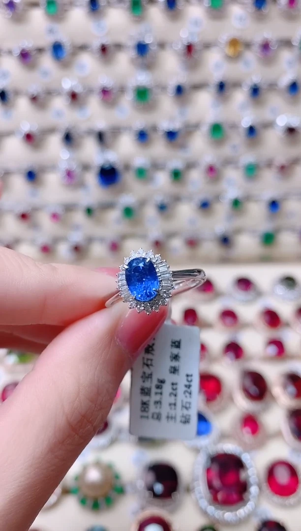 18K金戒指蓝宝石18K金镶嵌1