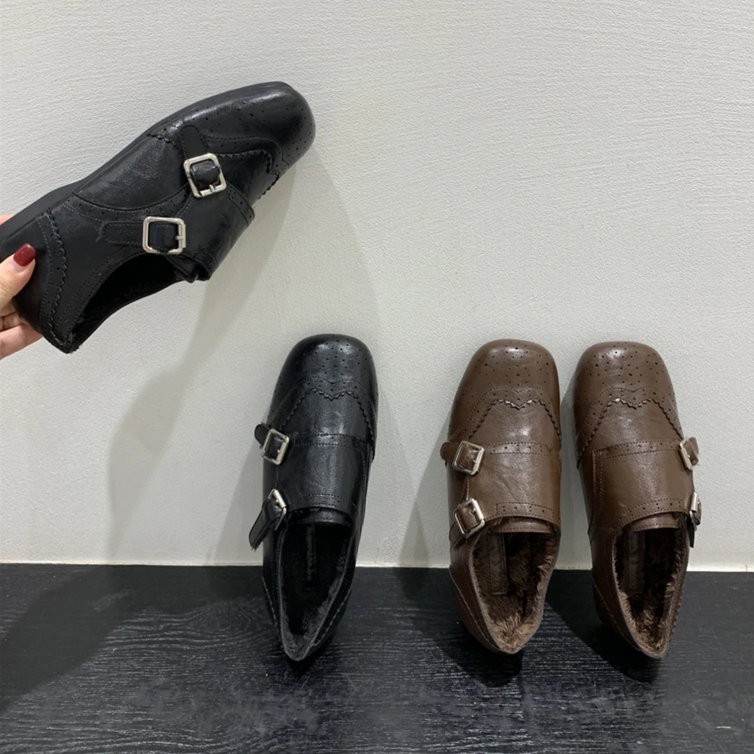 复古英伦风巴洛克雕花小皮鞋女2025新款百搭布洛克单鞋女鞋乐福鞋