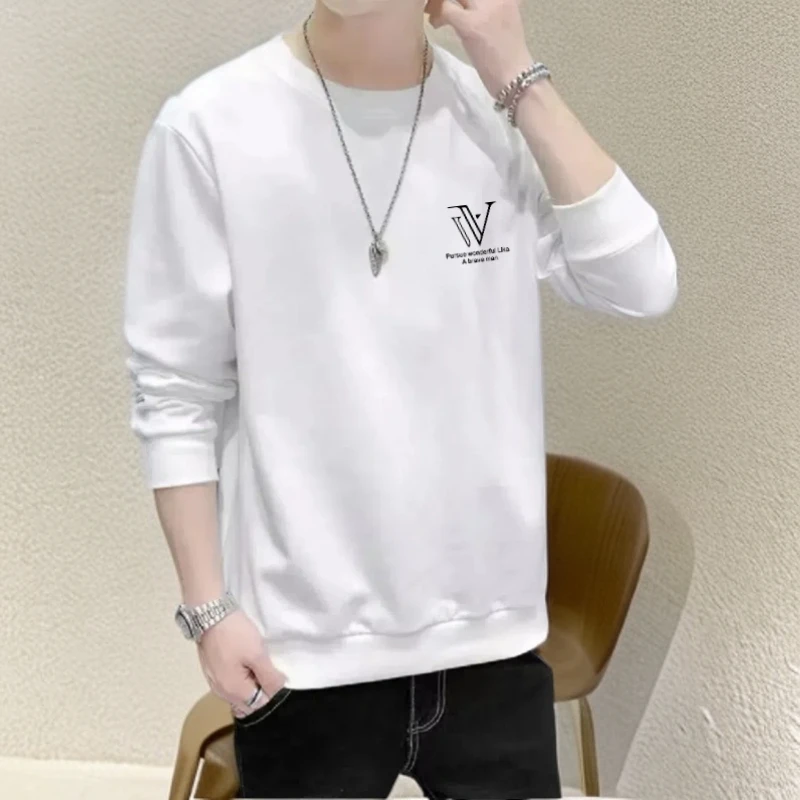 啄木鸟春秋男款上衣潮流时尚新款百搭宽松韩版卫衣男圆领长袖上衣