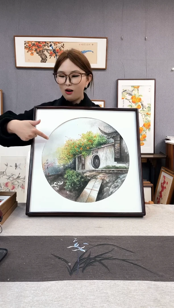 【闪购商品】国画手写手绘带框作品-52*52-王嘉诚