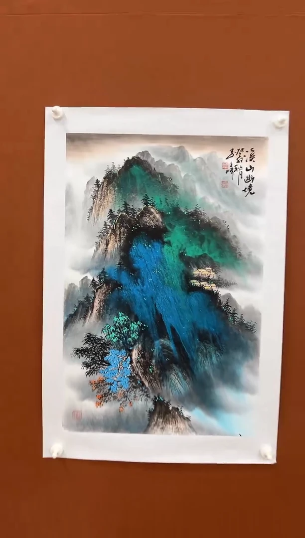 国画李文峰2.7平尺泼彩山水