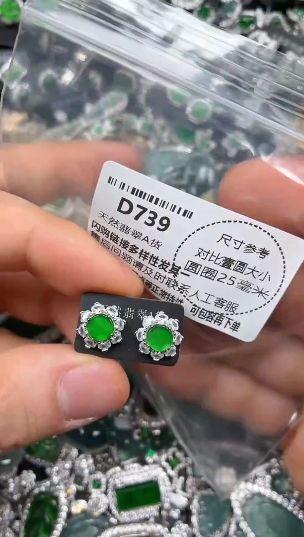 颈饰未镶嵌翡翠D739耳钉