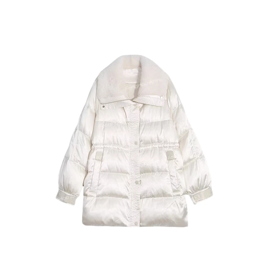 新款中长款加厚大翻领百搭羽绒服8823172