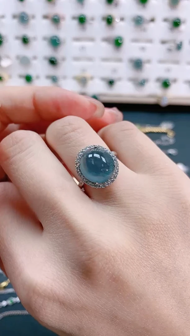 【闪购商品】翡翠戒指银S925镶嵌 天然翡翠