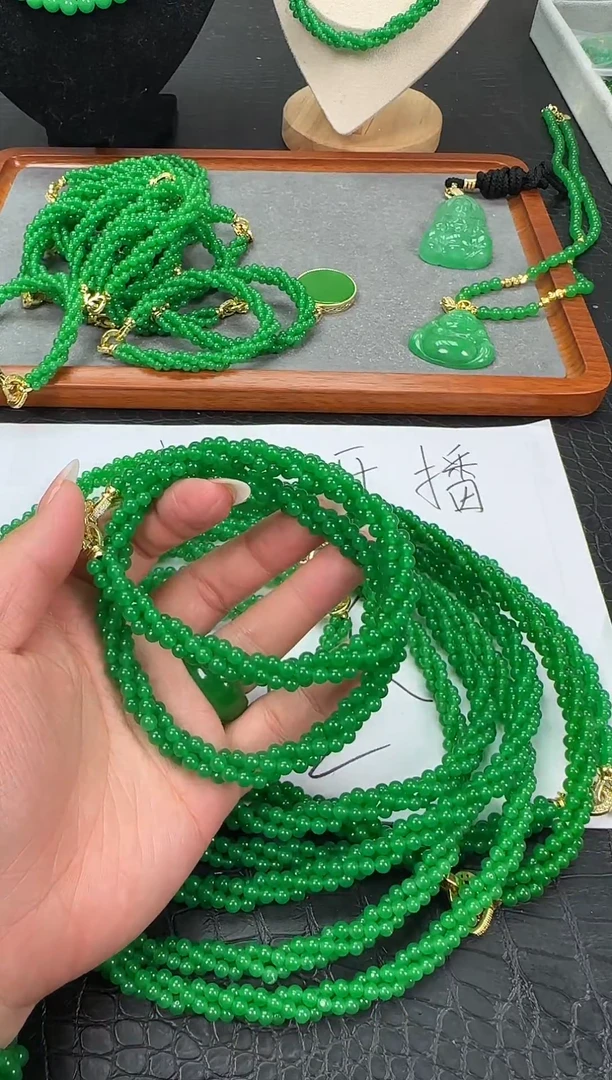未镶嵌翡翠耳饰小米麻花项链