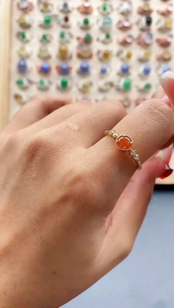 【闪购商品】翡翠戒指银S925镶嵌缅甸天然A货翡翠333 5+7