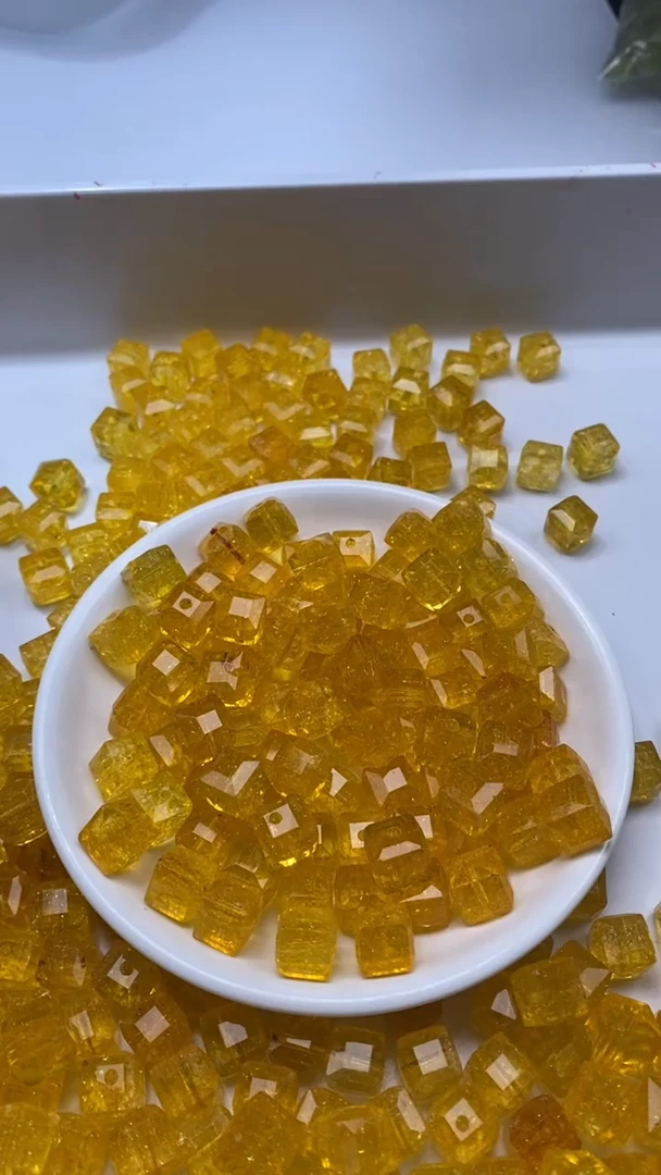 颈饰未镶嵌水晶W3330-金黄色碧玺方糖10mm*8颗